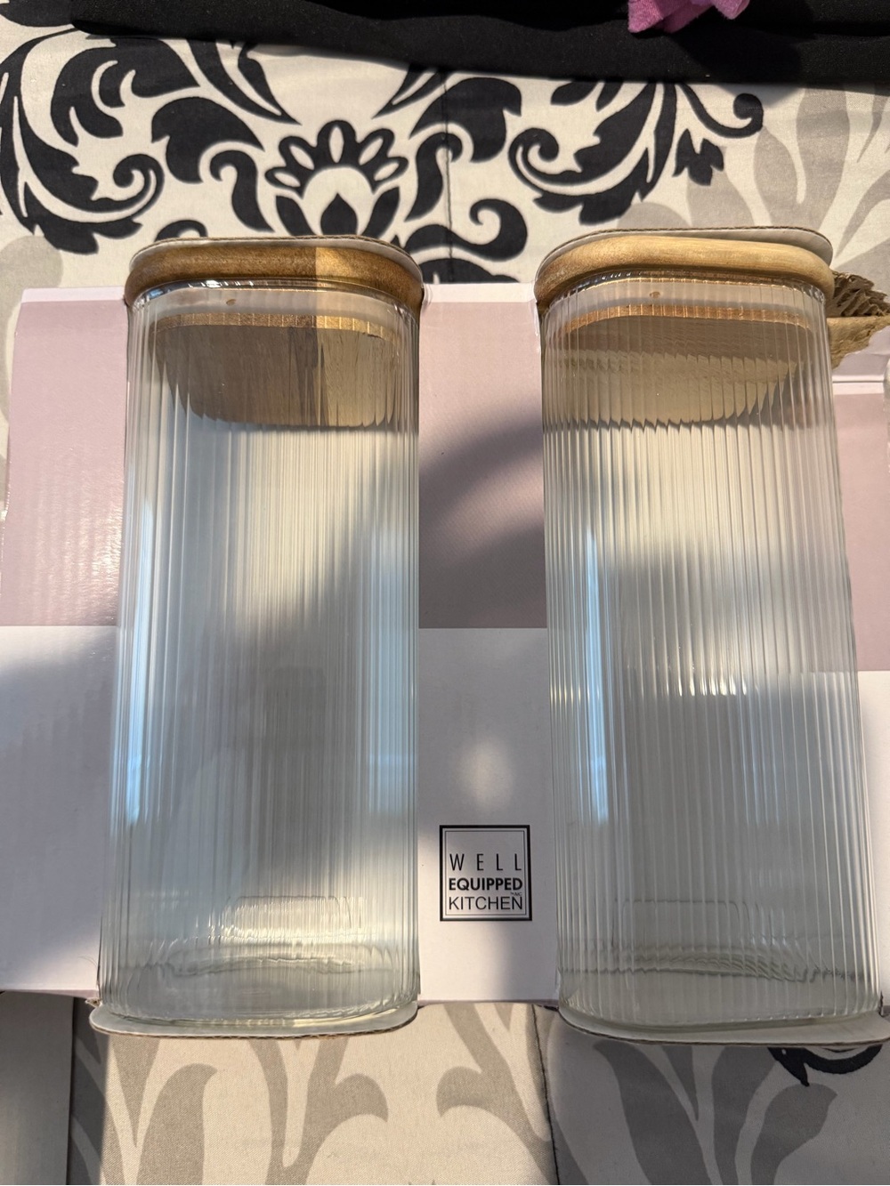 Clear Glass Canister Set with Gold Lids 4 pk